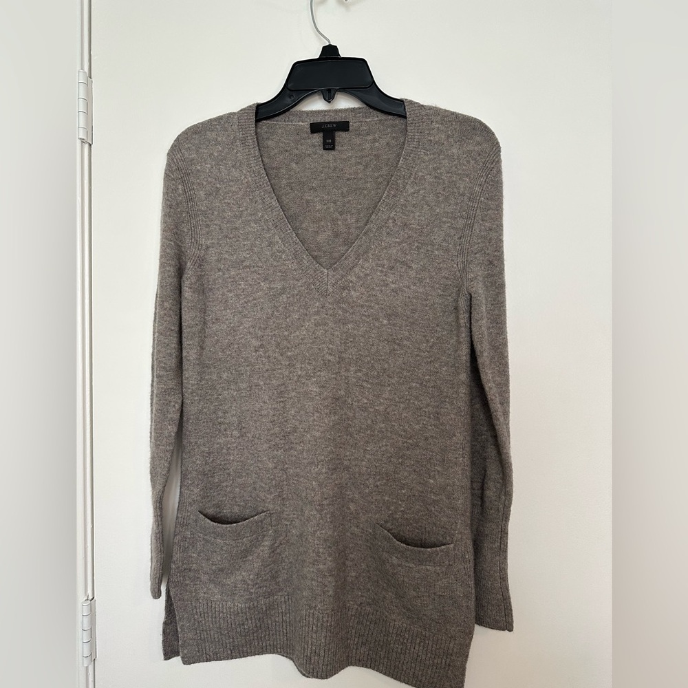 J. CREW Women’s Merino Wool Alpaca V-Neck Tunic Sweater XXS Preppy Minimalist - Picture 2 of 9